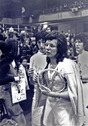 Billie Jean King with autograph seeker