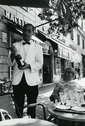 Waiter serving champagne on the Rome sidewalk