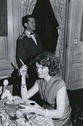 Susan Watson smoking a cigar at the 21 Club in NYC birthday party for Katharine Johnson